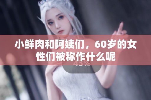 小鲜肉和阿姨们，60岁的女性们被称作什么呢