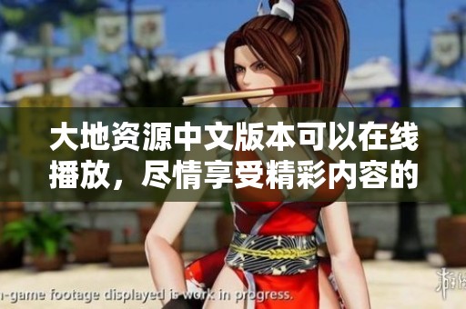 大地资源中文版本可以在线播放，尽情享受精彩内容的无穷魅力