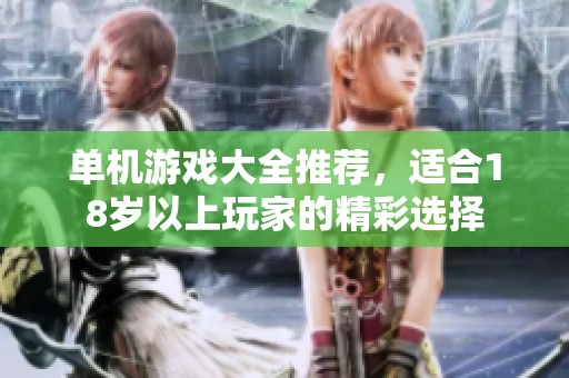 单机游戏大全推荐，适合18岁以上玩家的精彩选择
