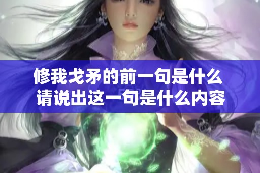 修我戈矛的前一句是什么 请说出这一句是什么内容